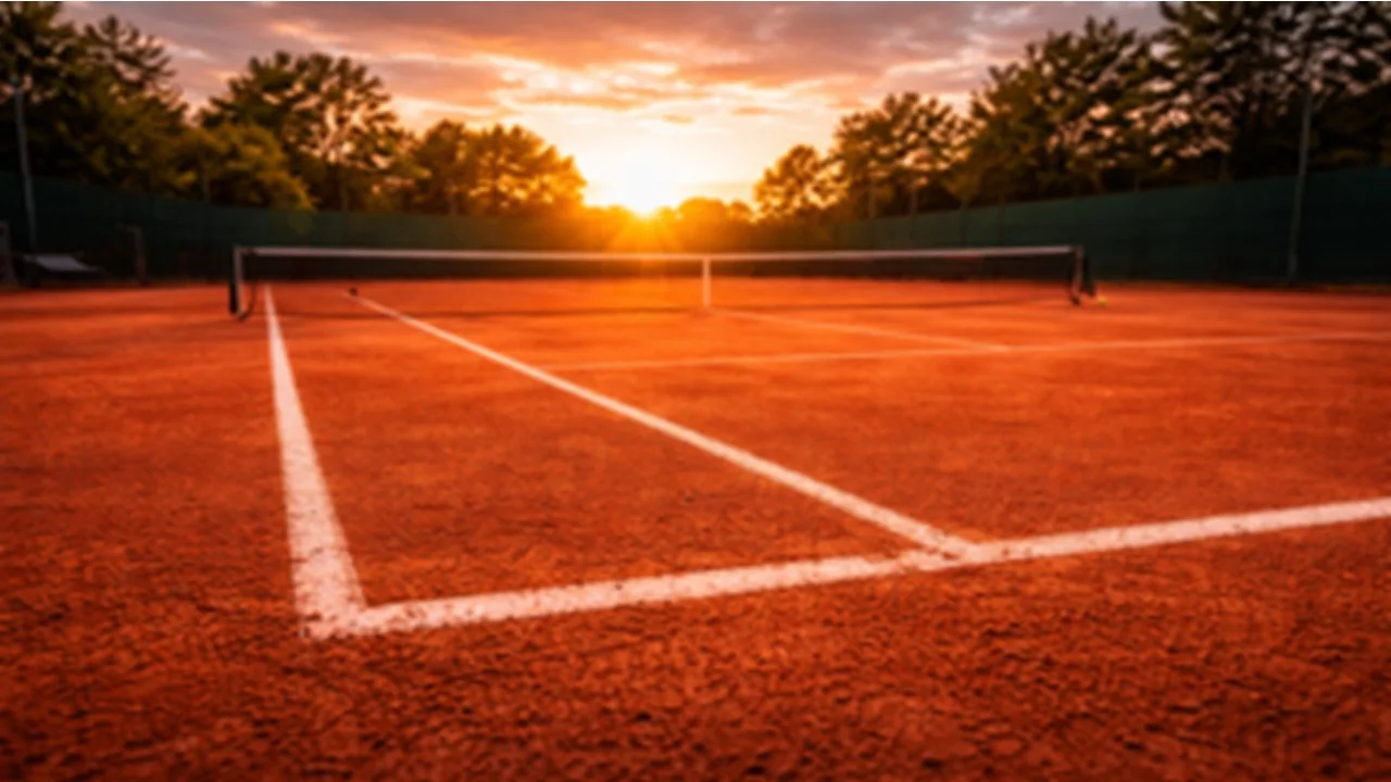 Tennisplatz im Abendlicht